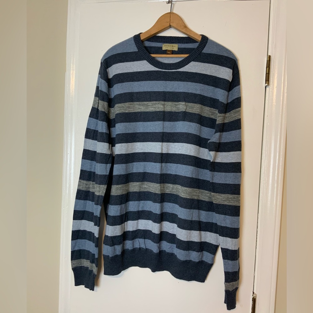 Like New Sonoma Life+Style Knit Crewneck Blue/Gray Sweater